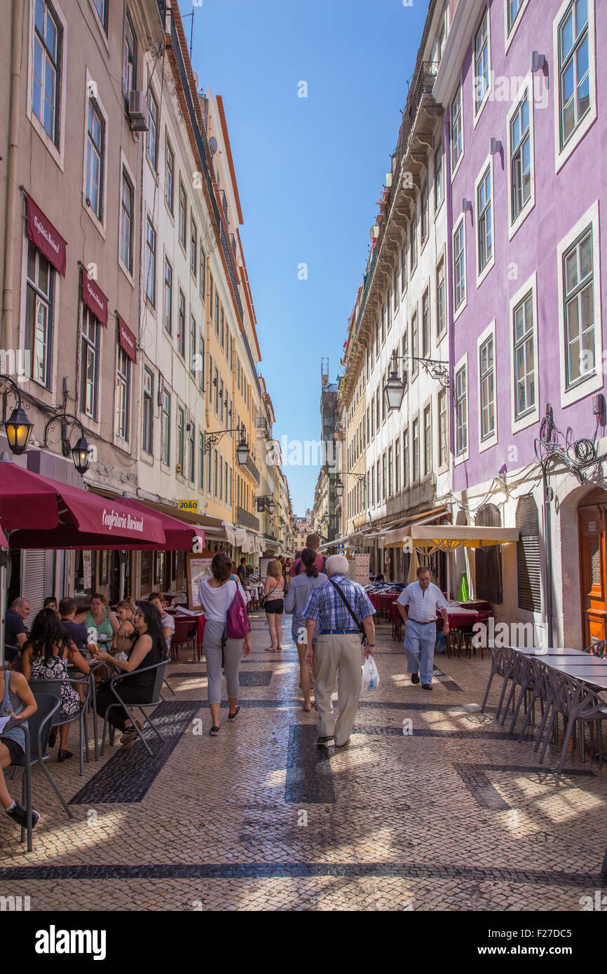 La Rua Augusta shopping street, Baixa, Lisbona, Portogallo Foto Stock