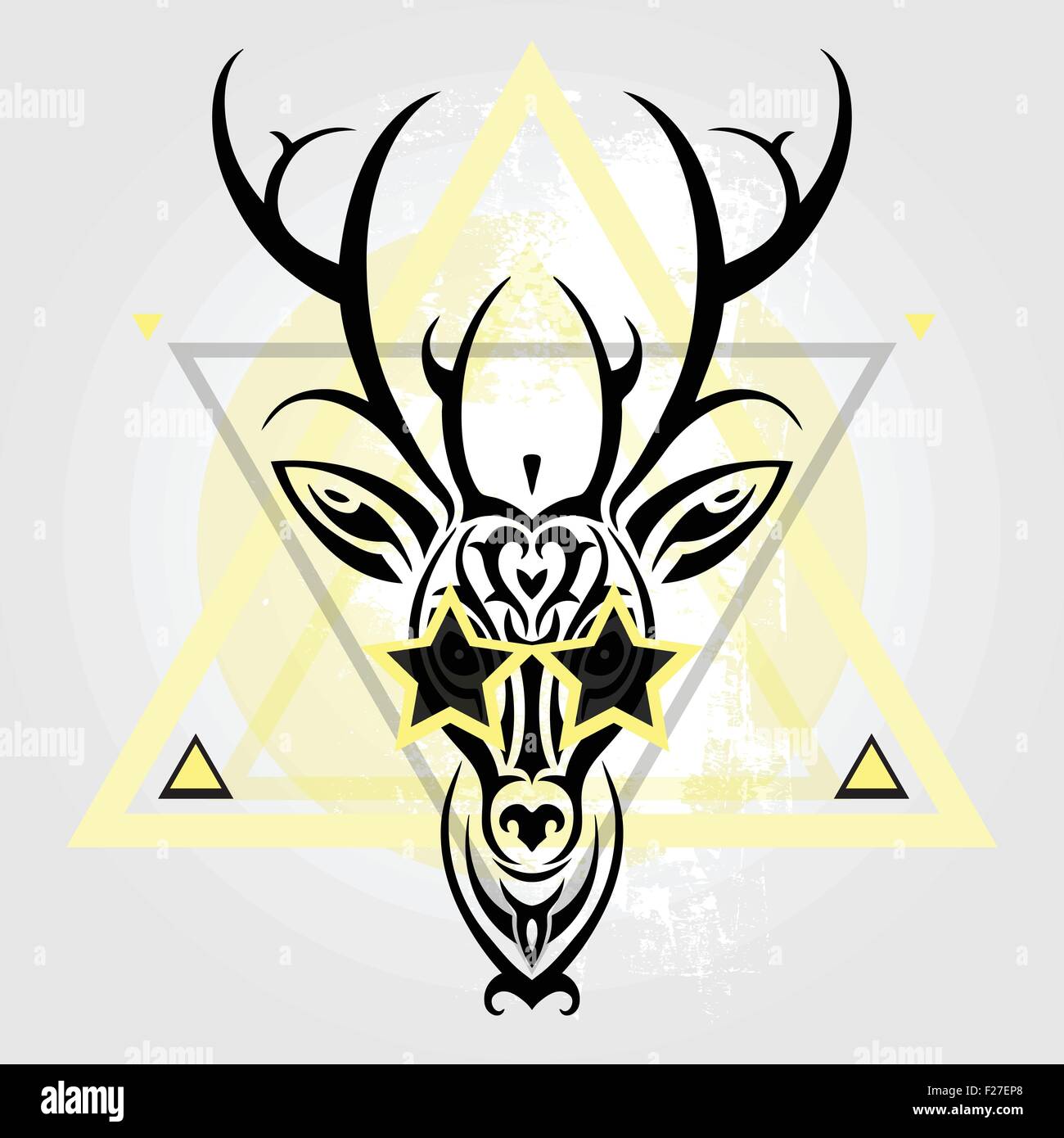 Testa di cervo. Disegno tribale. Illustrazione Vettoriale