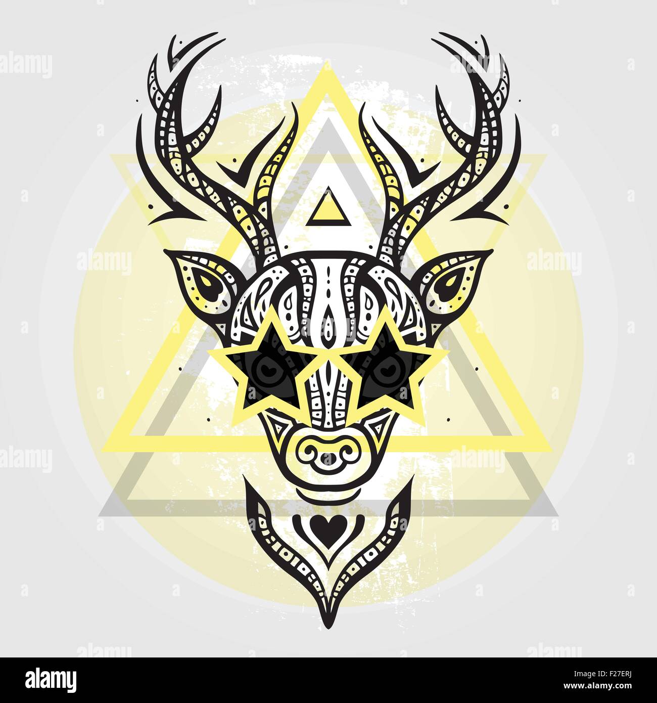 Testa di cervo. Disegno tribale. Illustrazione Vettoriale