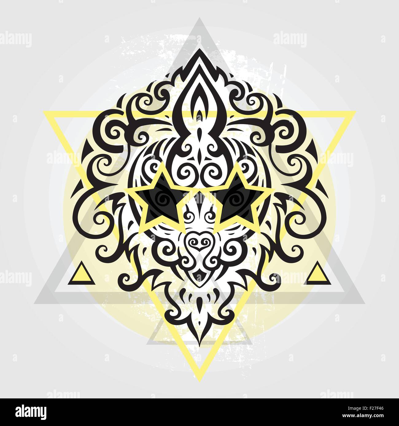 Lions Head. Disegno tribale. Illustrazione Vettoriale