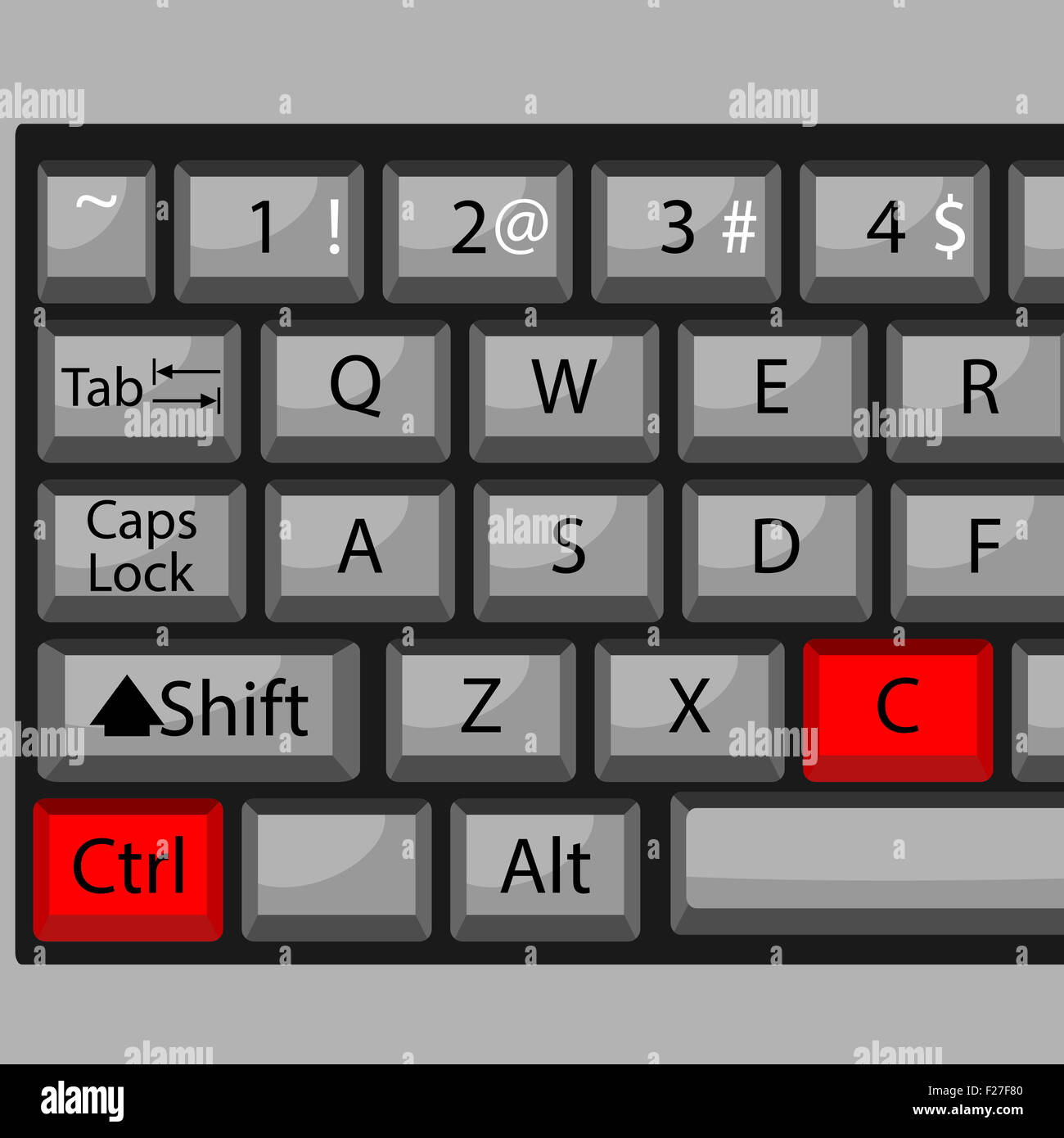 Combinazione di tasti per la copia. Tastiera ctrl C, chiave di  combinazione, veloce e rapidamente il comando. Vettore grafico  illustrazione Foto stock - Alamy