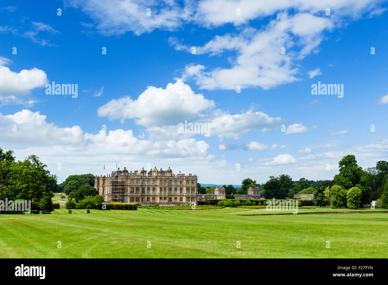 Longleat House, una 16thC Elizabethan maestosa casa e sede del marchese di Bath, vicino Warminster, Wiltshire, Inghilterra, Regno Unito Foto Stock