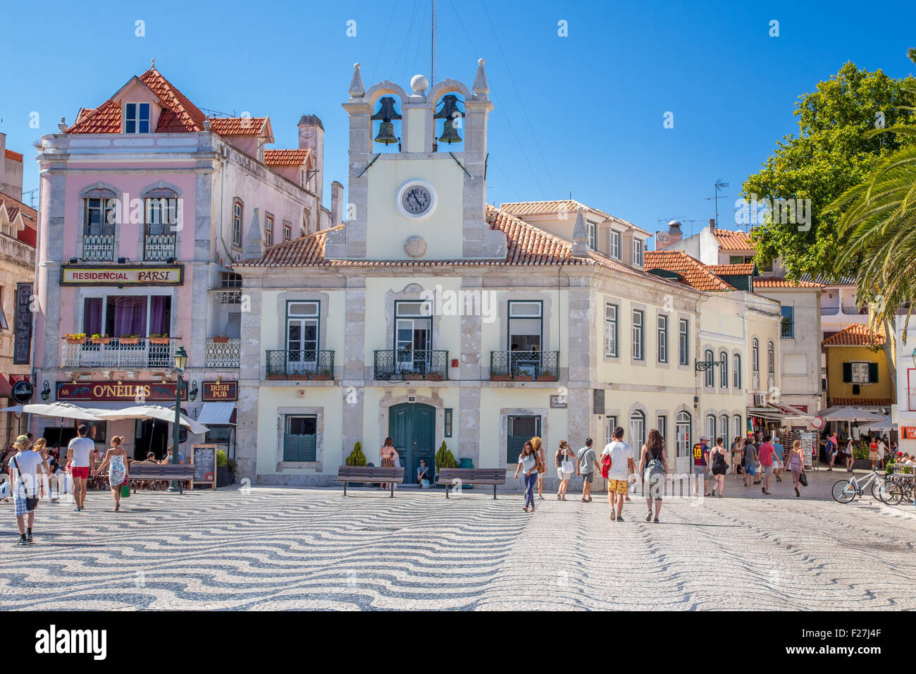 Cascais town square, Portogallo Foto Stock