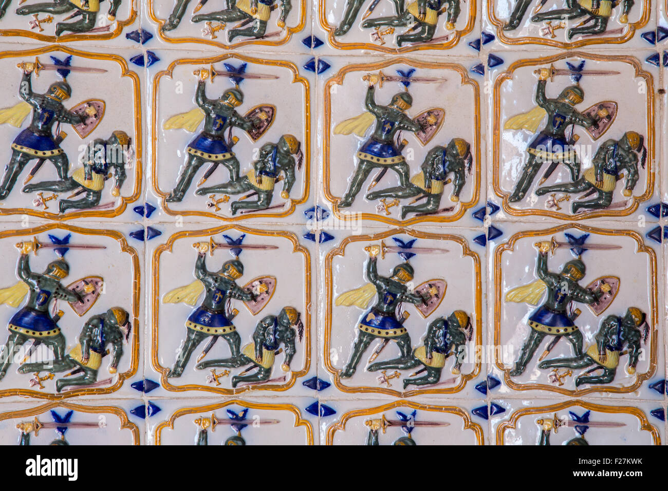 Dipinto piastrelle portoghesi sul Palacio Nacional de Pena, Palazzo Nazionale di Pena, Sintra, Portogallo Foto Stock