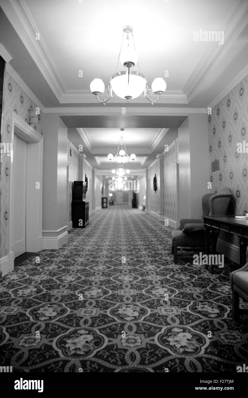 Hotel Black & White corridoio Foto Stock