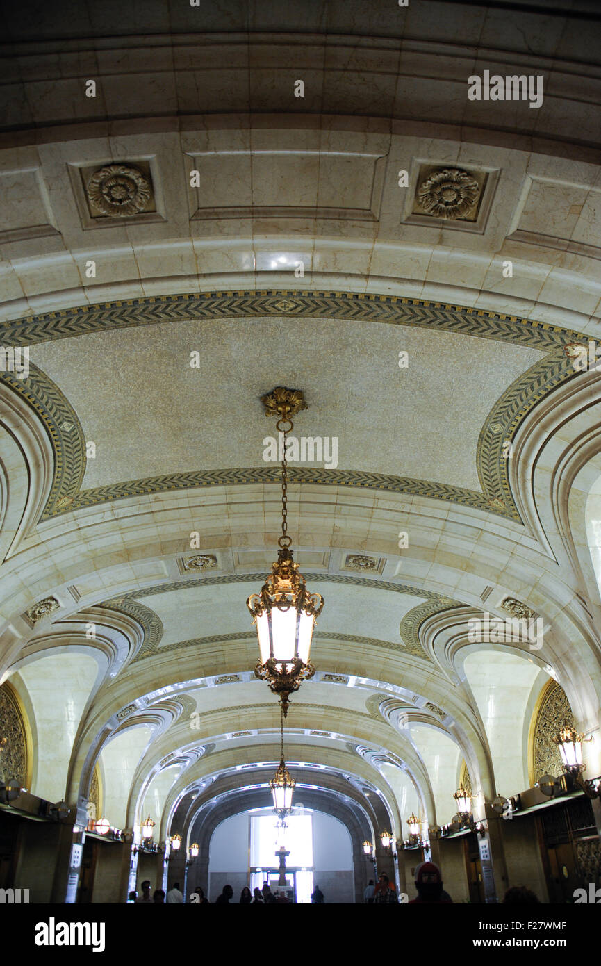 Interno della City Hall Lobby, Chicago, Illinois. Governo locale edificio nel centro di Chicago. Costruito nel 1911. Foto Stock