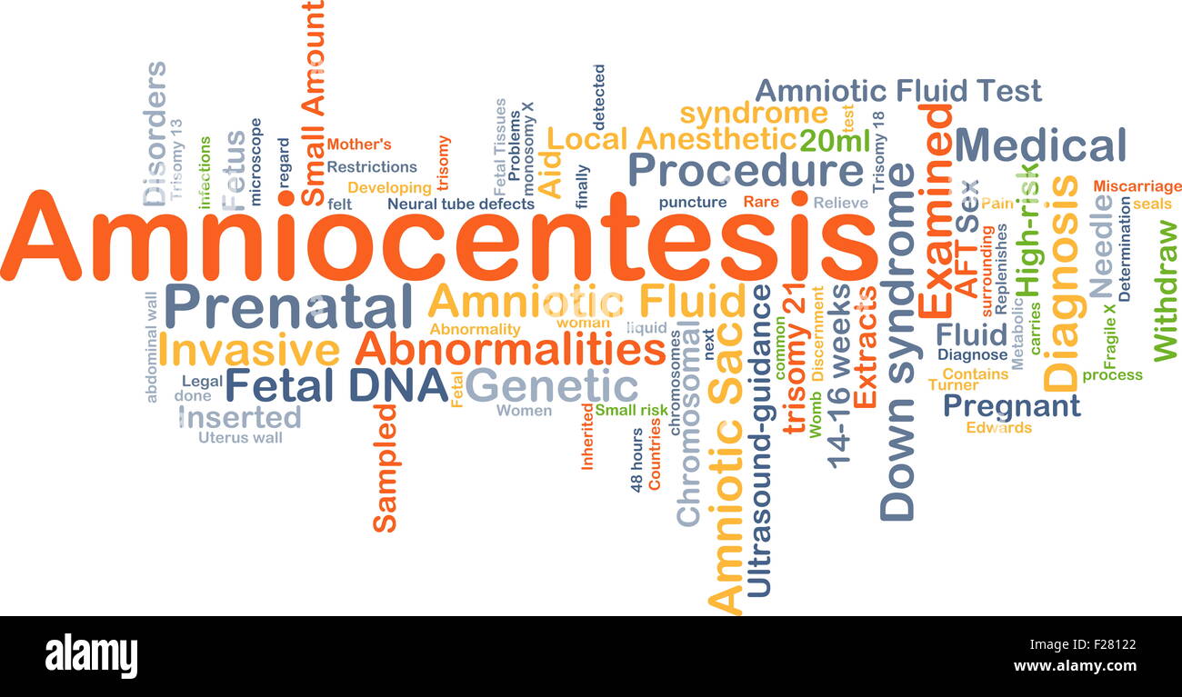 Concetto di sfondo wordcloud illustrazione di amniocentesis Foto Stock