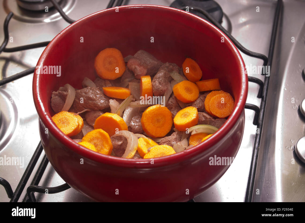 Pentola di spezzatino di carne Foto Stock