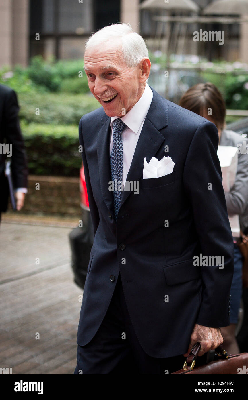 William Lacy Swing il direttore generale dell'Organizzazione Internazionale per le migrazioni prima del Consiglio straordinario Giustizia ed Affari interni sulla crisi in materia di immigrazione a livello europeo la sede del Consiglio a Bruxelles, in Belgio il 14.09.2015 da Wiktor Dabkowski Foto Stock