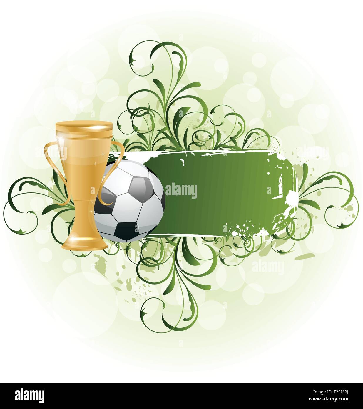 Grunge floral football card con sfera e premio Illustrazione Vettoriale