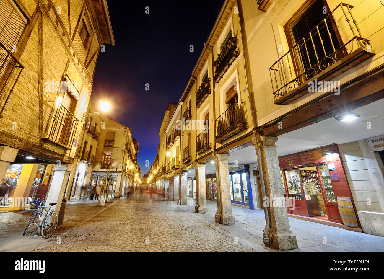 Calle Mayor Street, Alcala de Henares, Comunità di Madrid, Spagna. Foto Stock