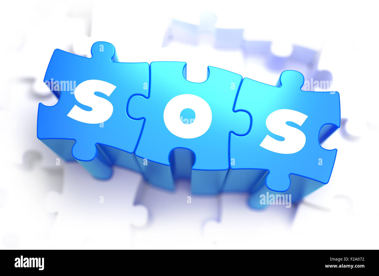 SOS - Parola bianco su blu puzzle. Foto Stock