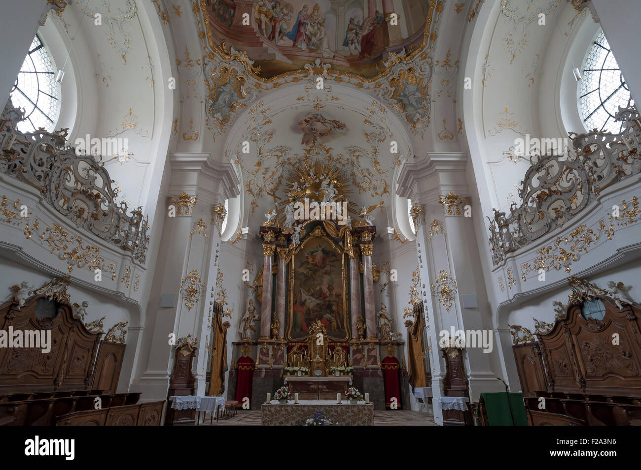 Coro tardo barocca chiesa nel monastero, Schäftlarn, Alta Baviera, Germania Foto Stock