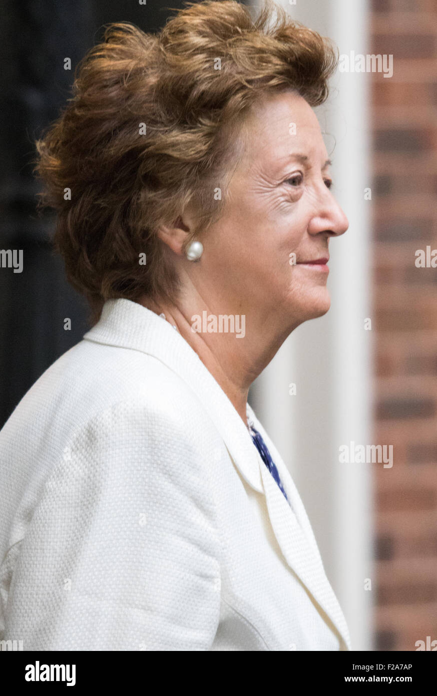 A Downing Street, Londra, Regno Unito. 15 Settembre, 2015. Ministro di Stato presso il Foreign & Commonwealth Office La Baronessa Anelay arriva al 10 di Downing Street per frequentare il settimanale riunione del gabinetto © Paul Davey/Alamy Live News Credito: Paolo Davey/Alamy Live News Foto Stock