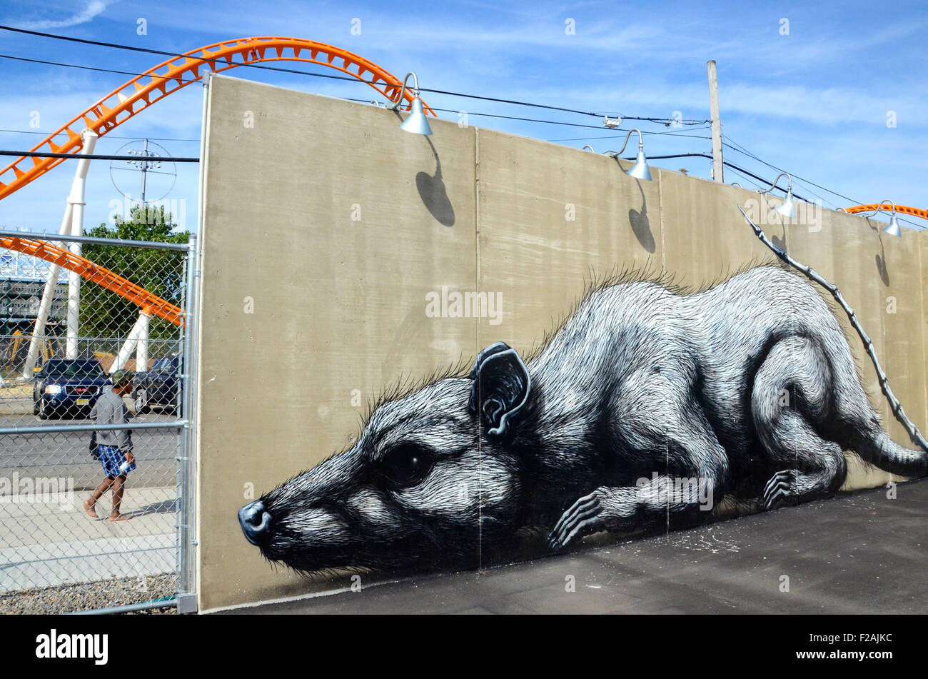 ROA coney pareti arte Coney island brooklyn Foto Stock