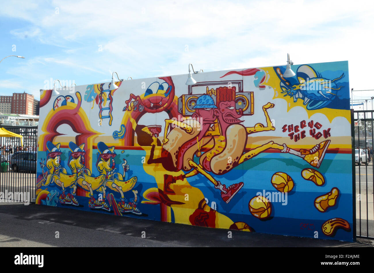 Shervo & il yok coney pareti arte Coney island brooklyn Foto Stock