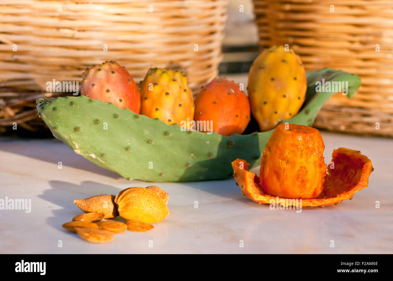 Siciliano fresco pelato ficodindia Foto Stock