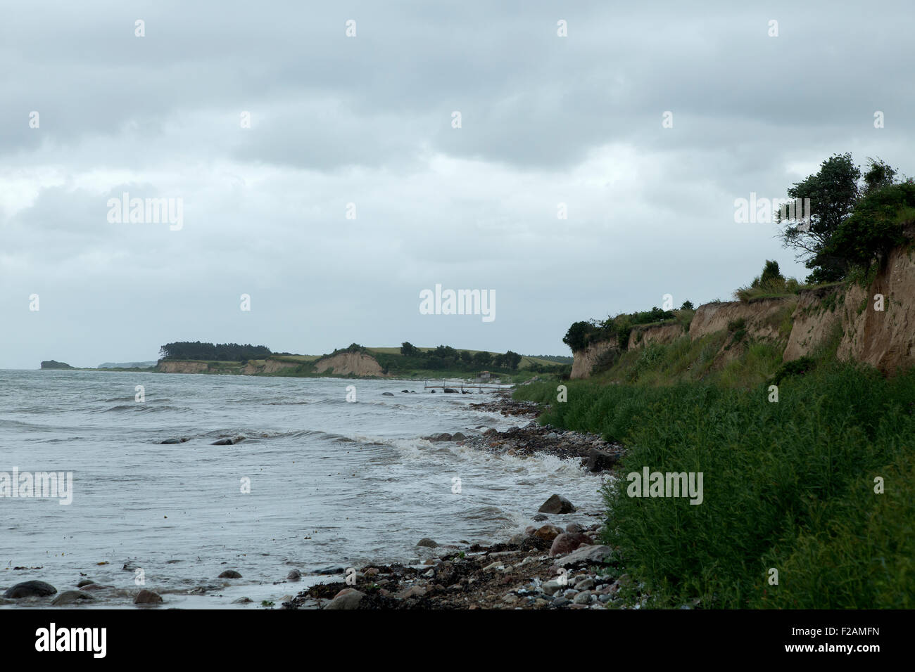 Cliff di boulder clay, Fyns Hoved, Funen, Danimarca Foto Stock