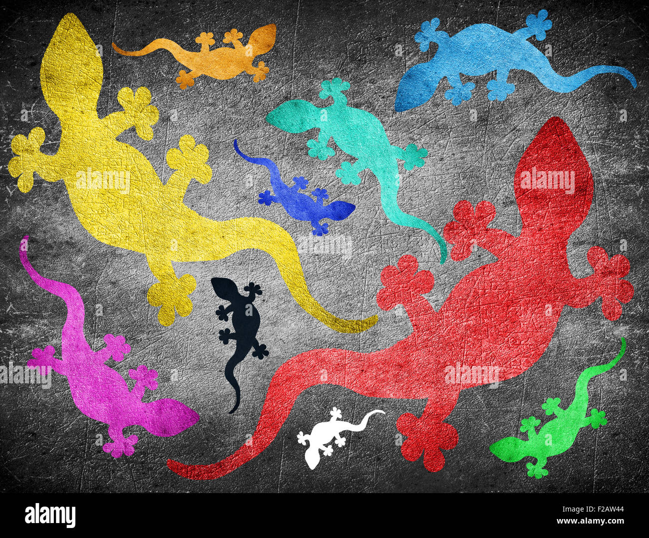Gecko colorati di alta qualità illustrazione digitale Foto Stock