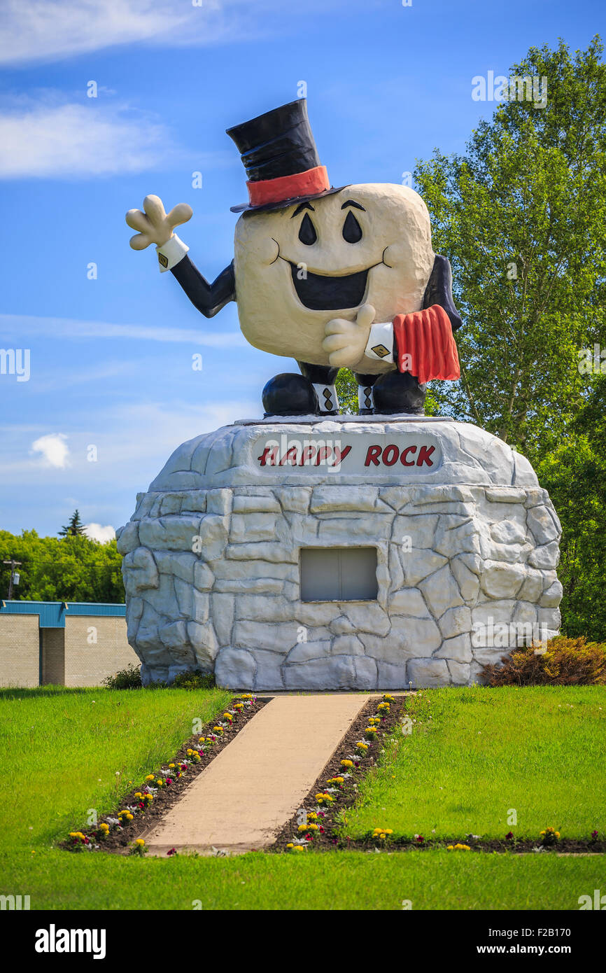 Happy Rock, Gladstone, Manitoba, Canada. Foto Stock