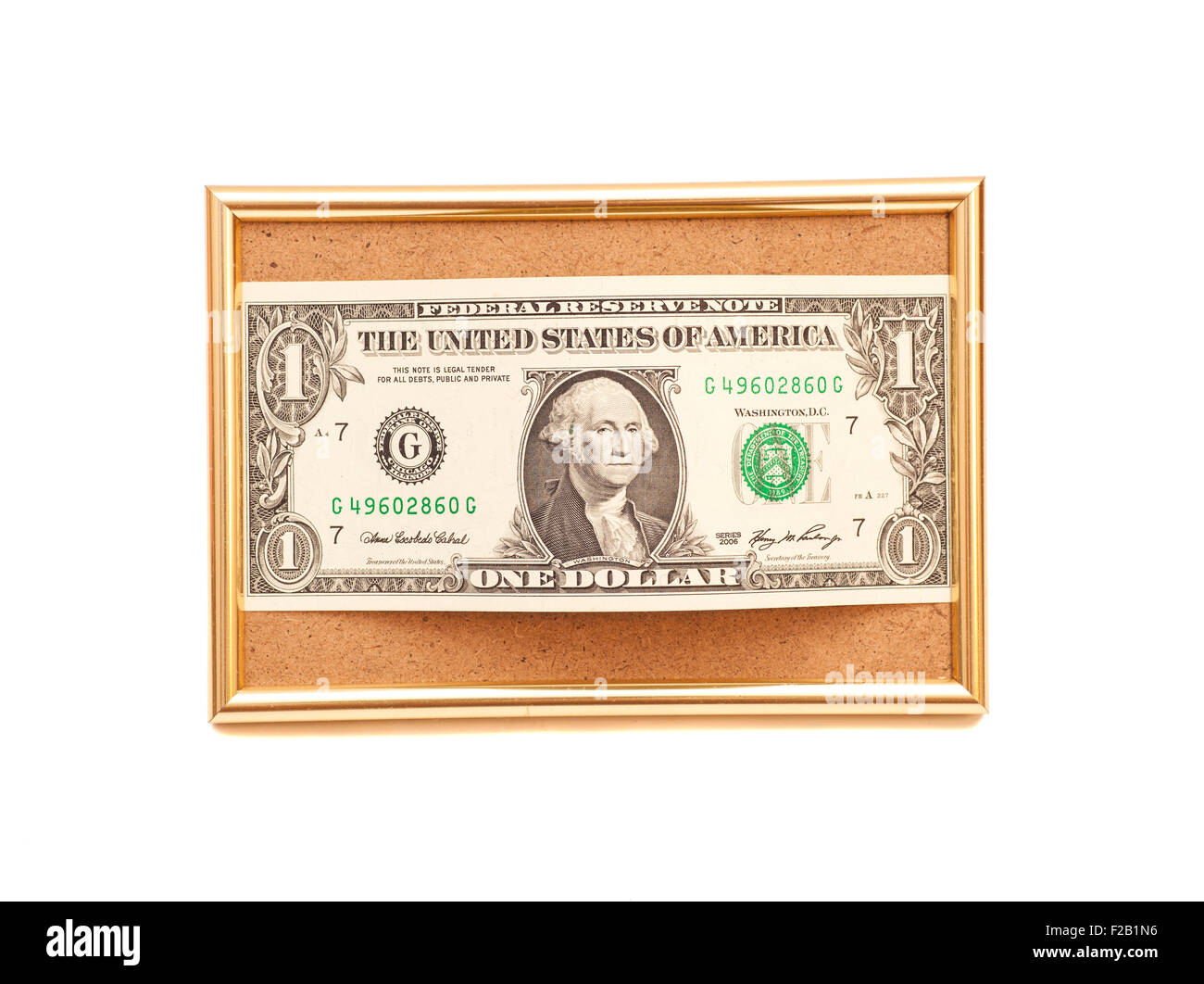 Un dollaro nel telaio isolato Foto Stock