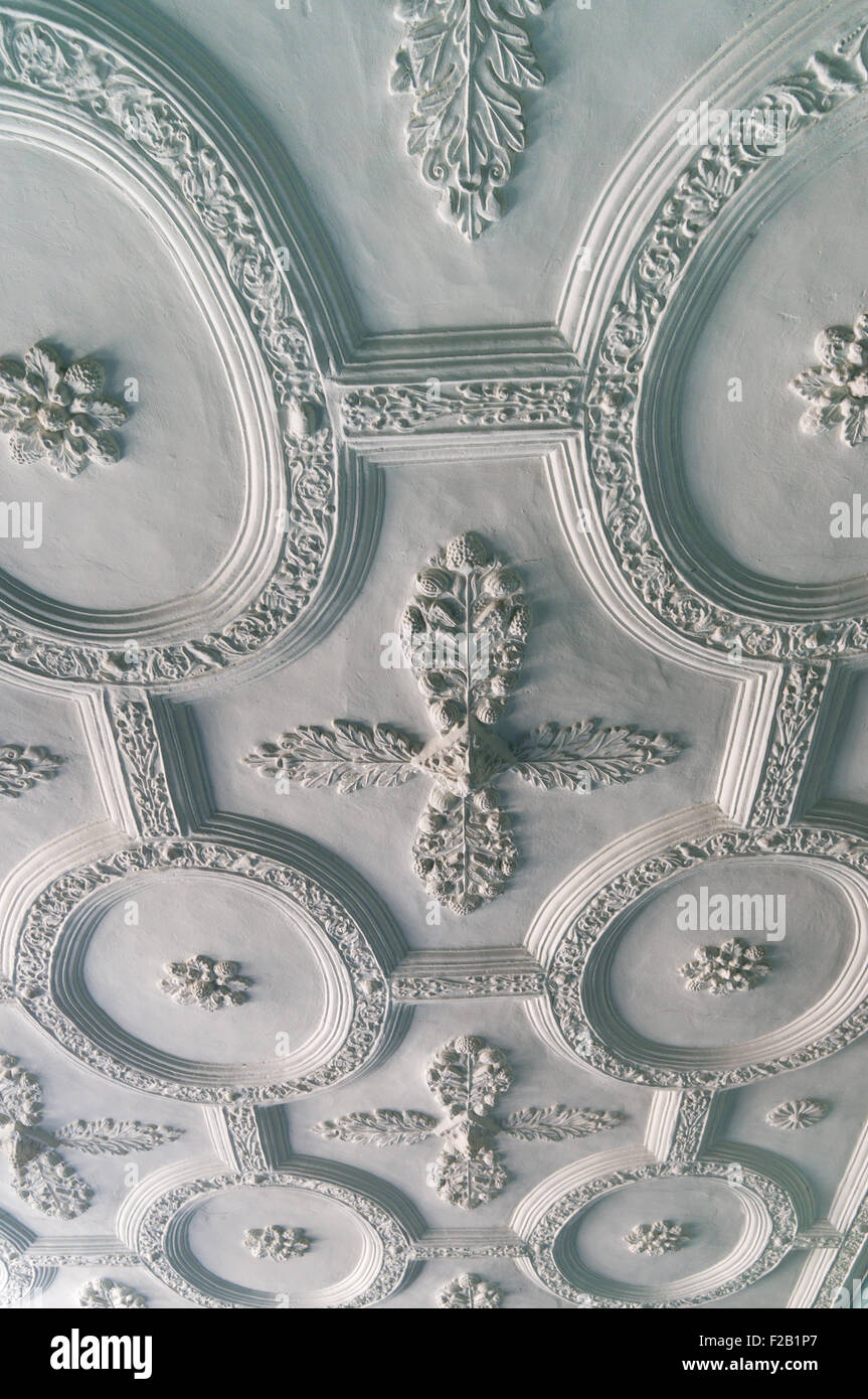 Strapwork ornato soffitto in stucco, dell Assessore Fenwick's House Newcastle, Inghilterra Foto Stock