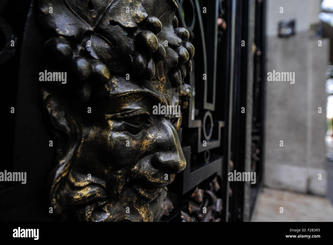 Traliccio porta di un edificio a Madrid- portada enrejada de onu edificio en Madrid Foto Stock