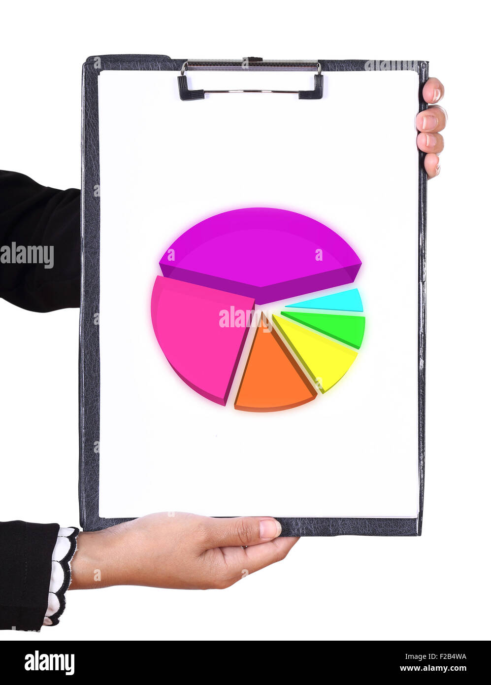 Business mano che tiene una clipboard con business diagramma grafico Foto Stock