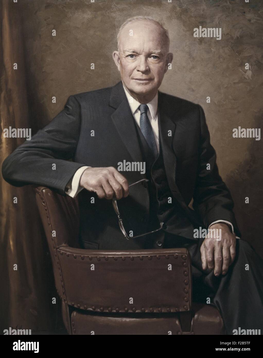 L ex Presidente Dwight Eisenhower. Ritratto dipinto da James Anthony vuole per la libreria Eisenhower, 1967. - (BSLOC 2014 16 54) Foto Stock