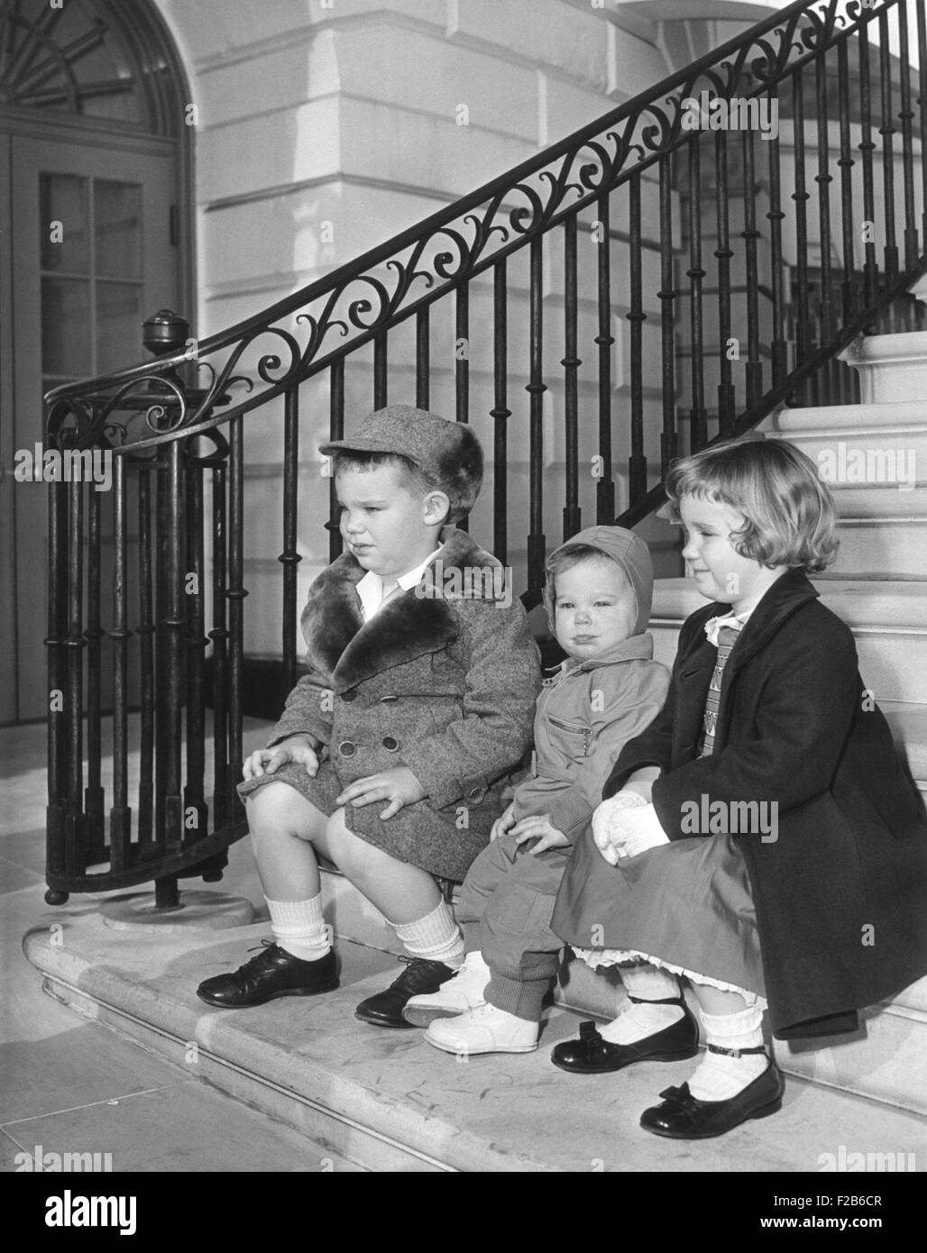 Il presidente Eisenhower's nipoti alla Casa Bianca. 1953. L-R: David, Susan e Barbara Ann. - (BSLOC 2014 16 106) Foto Stock