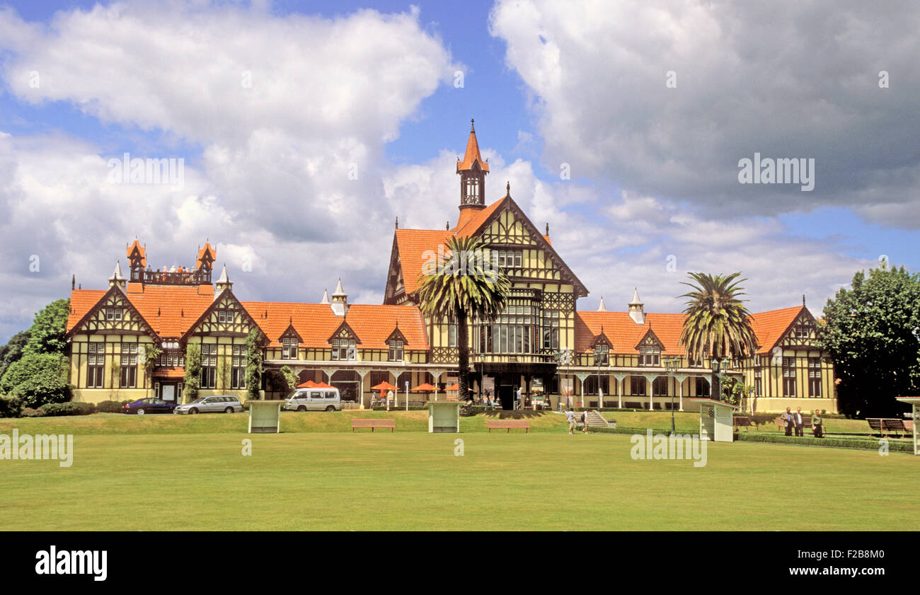 Rotorua, Nuova Zelanda, Isola del nord, Museo d'arte e di storia nel giardino del governo Foto Stock