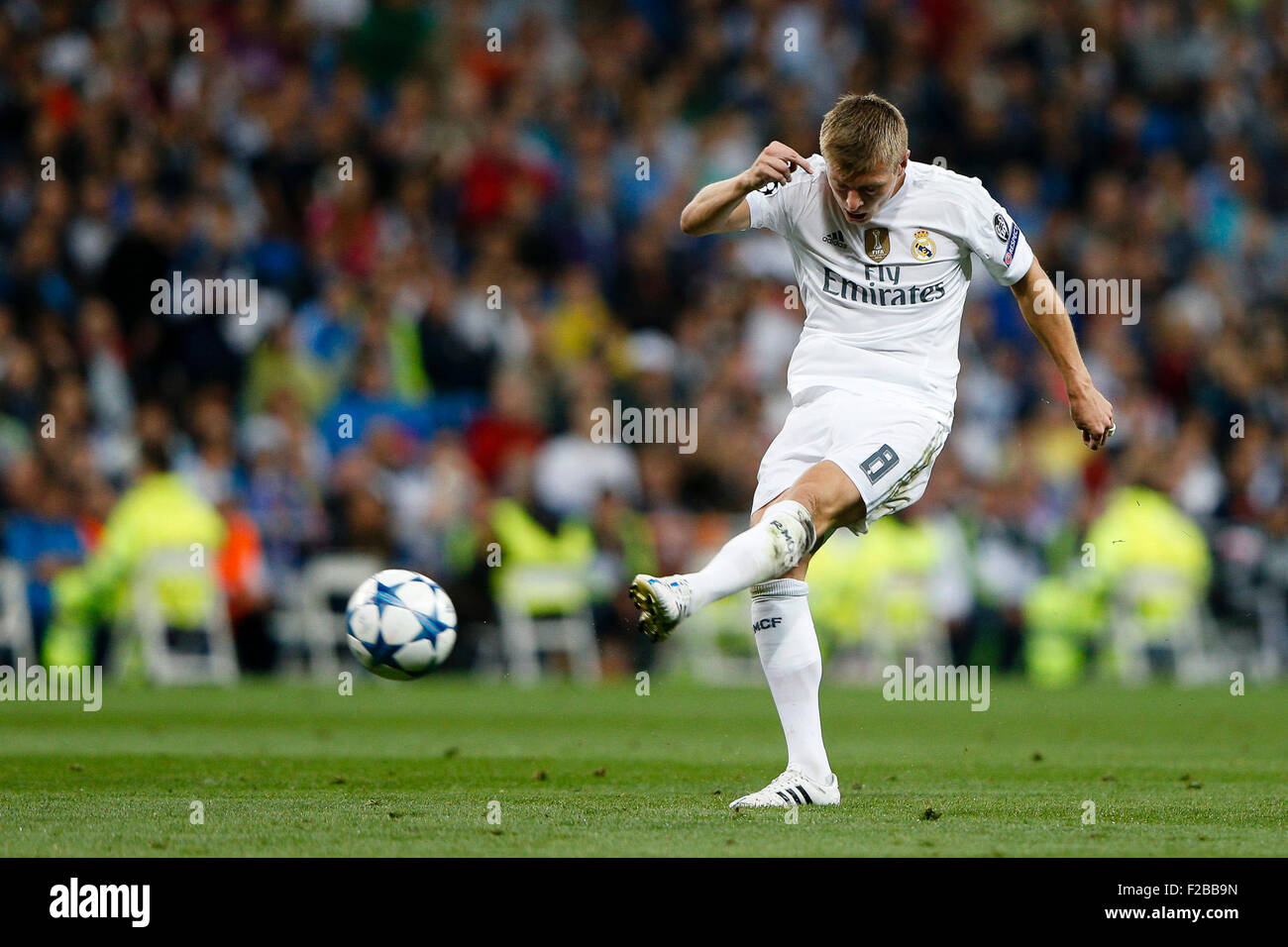 Madrid, Spagna. Xv Sep, 2015. Del Real Madrid in toni Kroos riprese durante il match di Champions League tra Real Madrid e Shajtar Donetsk nel Santiago Bernabeu a Madrid, Spagna, 15 settembre 2015. Credito: Azione Sport Plus/Alamy Live News Foto Stock