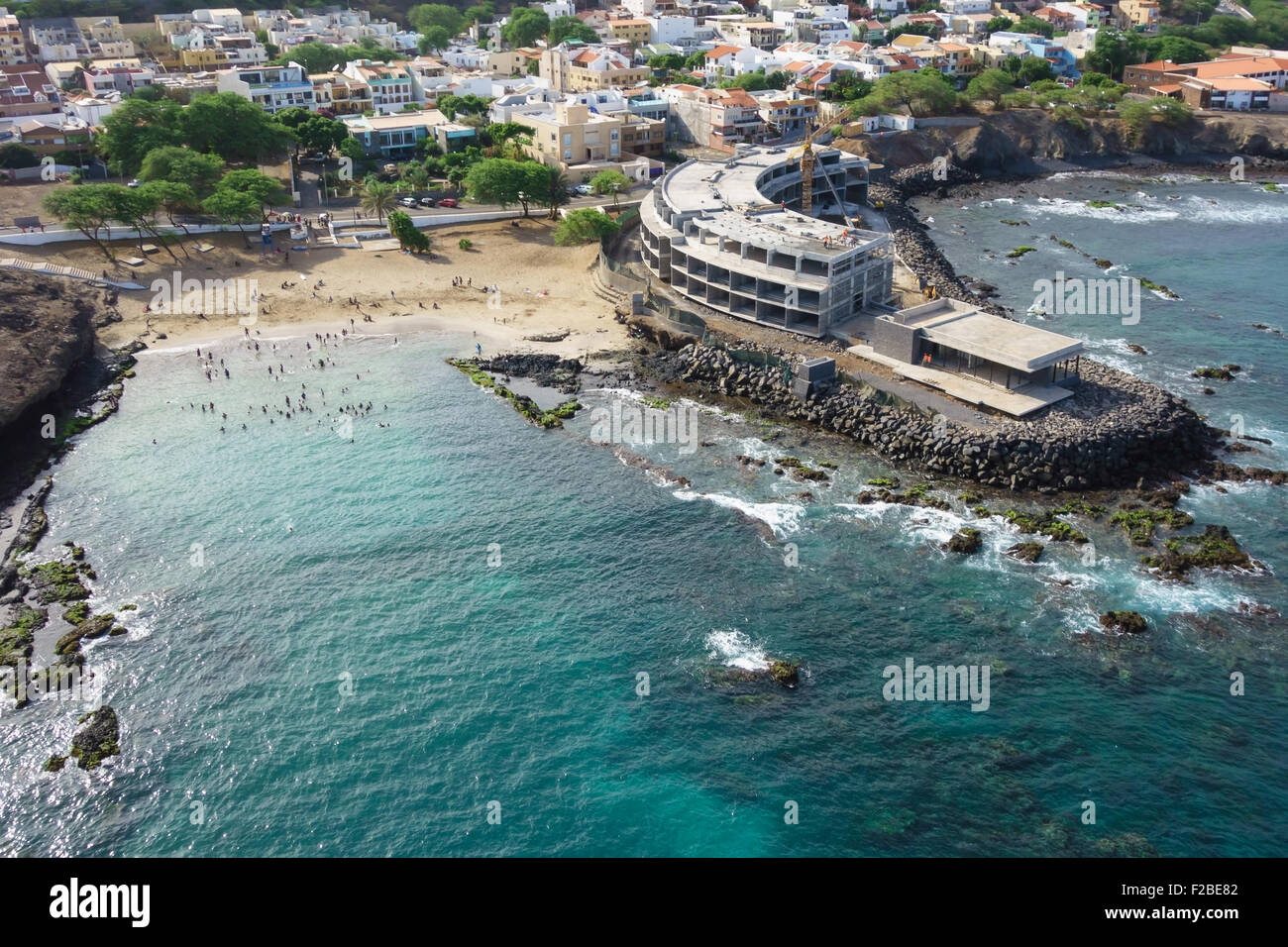 Vista aerea della città di Praia a Santiago - capitale delle Isole di Capo Verde - Cabo Verde Foto Stock