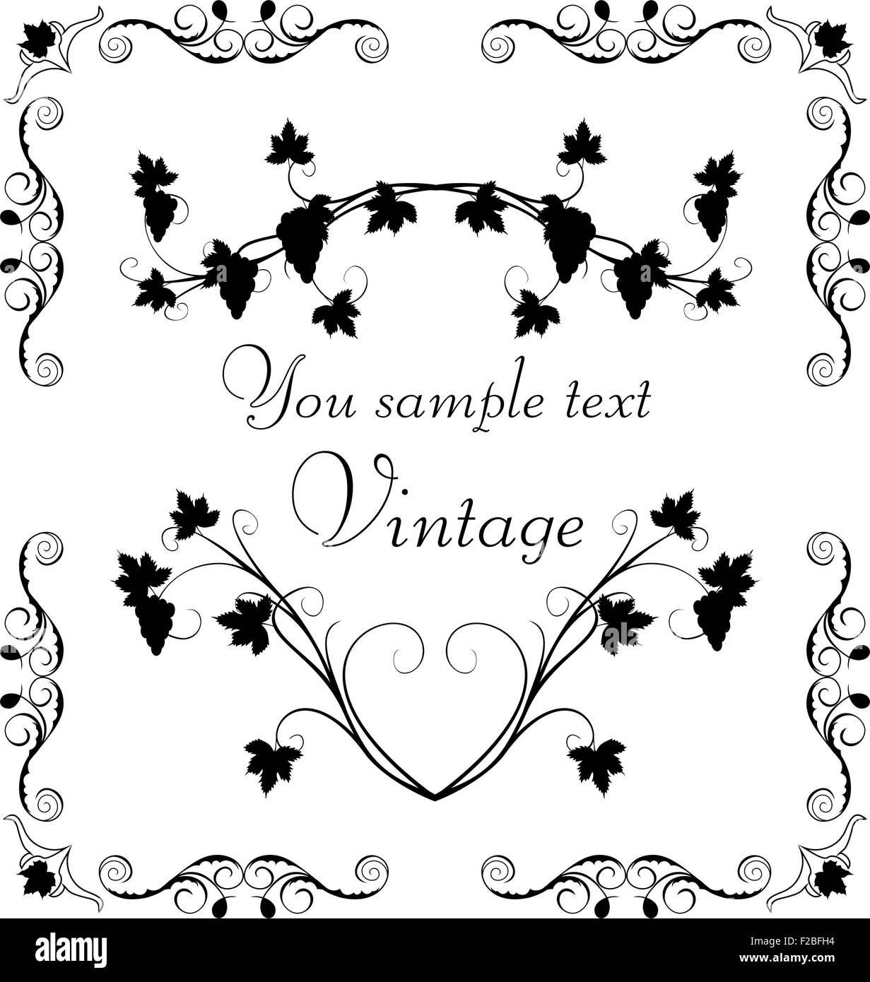 Immagine che mostra l'uva ramoscello ornato Illustrazione Vettoriale