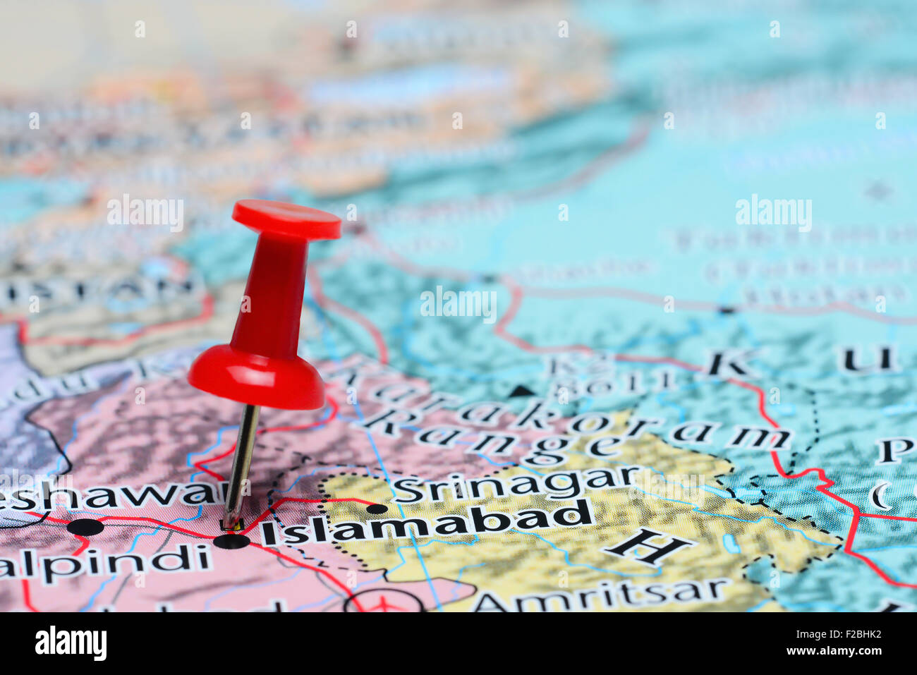 Islamabad imperniata su una mappa di Asia Foto Stock
