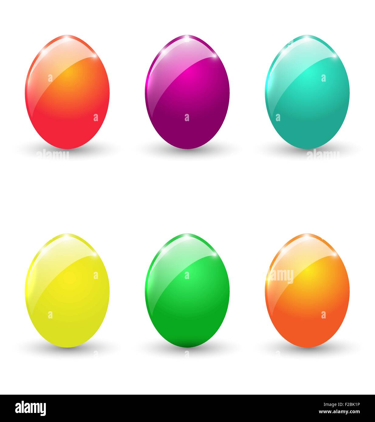 Set di pasqua uova colorate isolati su sfondo bianco Illustrazione Vettoriale