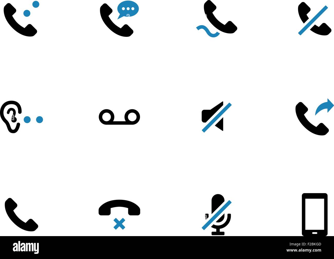 Telefono cellulare telefono bicromia icone su sfondo bianco. Illustrazione Vettoriale