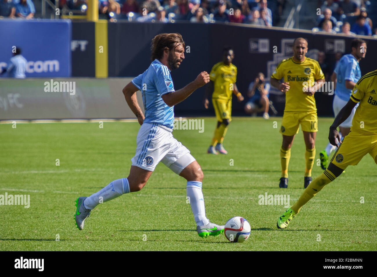 New York, Stati Uniti d'America. Il 29 agosto, 2015. Andrea Pirlo (NYCFC) Calcio/Calcetto : MLS soccer match tra New York City Football Club e Columbus Crew allo Yankee Stadium di New York, Stati Uniti . © Hiroaki Yamaguchi/AFLO/Alamy Live News Foto Stock