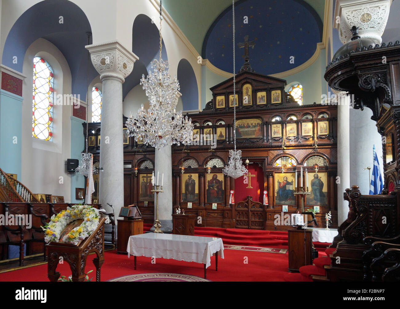 Interno della chiesa ortodossa greca,Liverpool Foto Stock