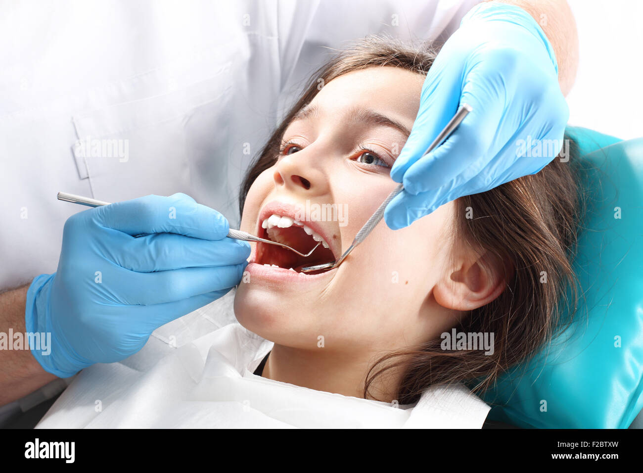 Dentista, paura di dentista Foto Stock
