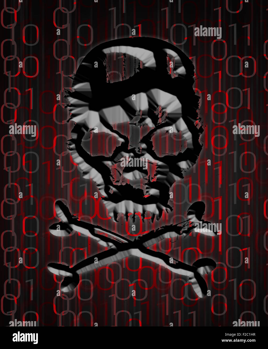 Profondo concetto web illustrazione digitale con cranio Foto Stock