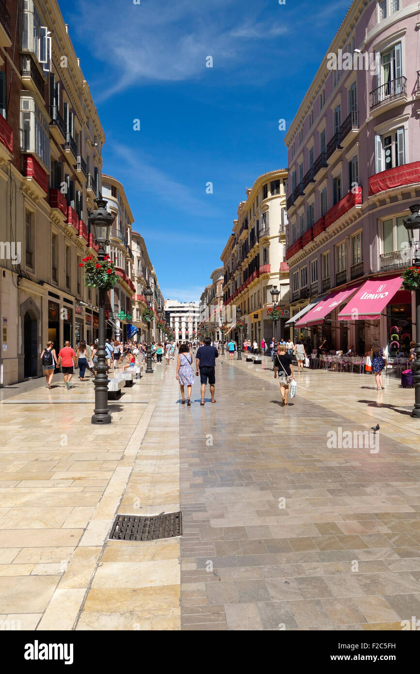 Calle Marqués de Larios Malaga pedonale strada principale,Malaga, Andalusia, Spagna. Foto Stock