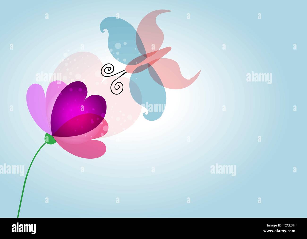 Tempo di primavera incantevole natura trasparente fiore e butterfly greeting card sfondo. EPS10 file vettoriale. Illustrazione Vettoriale