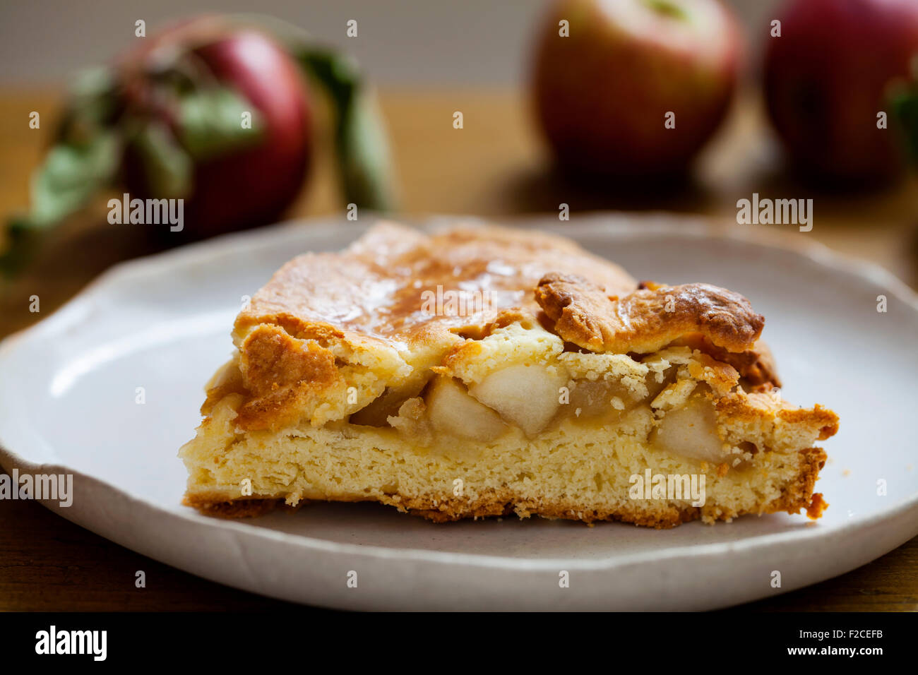 Fetta di torta di mele Foto Stock