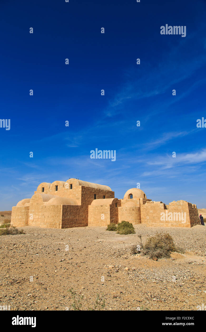 Il castello di deserto di Amra in Giordania il deserto, noto anche con El Quseir Amra Foto Stock