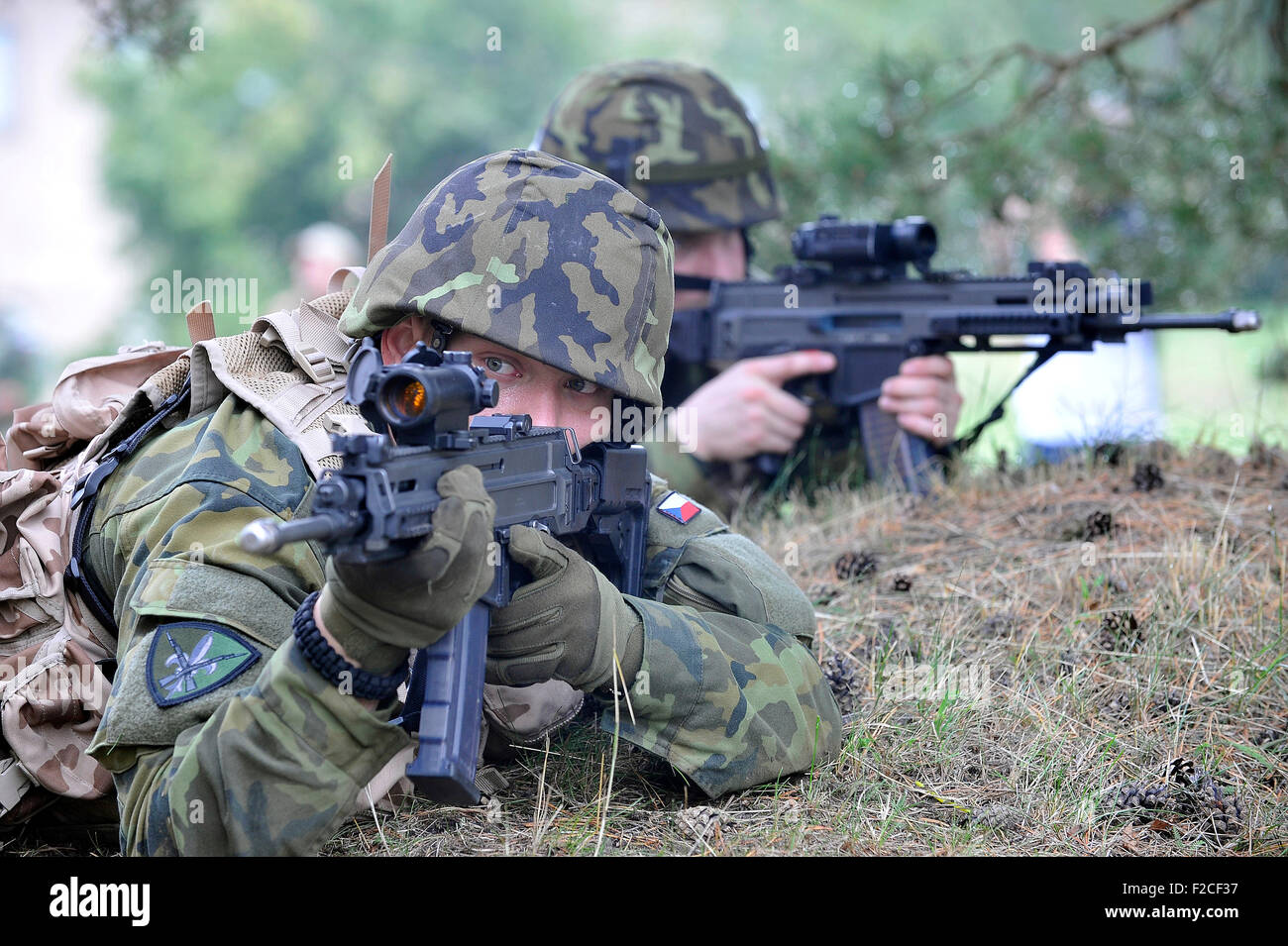 Il più grande sciopero 2015 NATO esercizio di aviazione, controllato dall'elicottero in base Namest, svolgerà in località il 31 agosto-settembre 22. Mercoledì, 16 settembre 2015. L' esercizio in cui 1200 soldati provenienti da 19 paesi parteciperanno, è quello di coprire il territorio di sette regioni ceche. I voli di formazione avrà luogo in settembre 7-18. (CTK foto/Lubos Pavlicek) Foto Stock