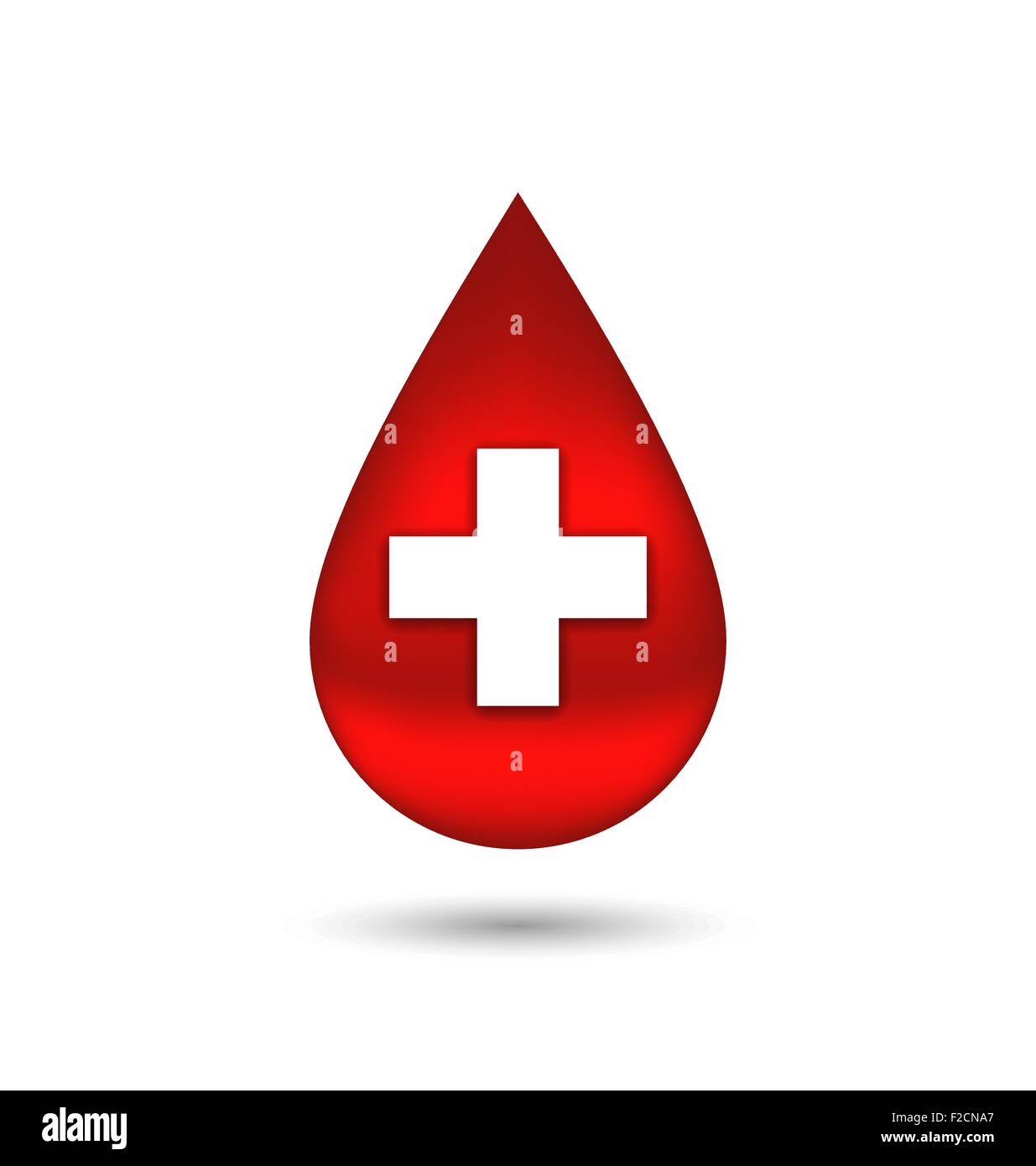 Rosso Sangue goccia con croce, isolati su sfondo bianco Illustrazione Vettoriale