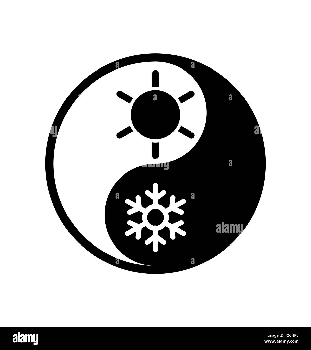 Simbolo di equilibrio climatico in forma yin-yang Illustrazione Vettoriale