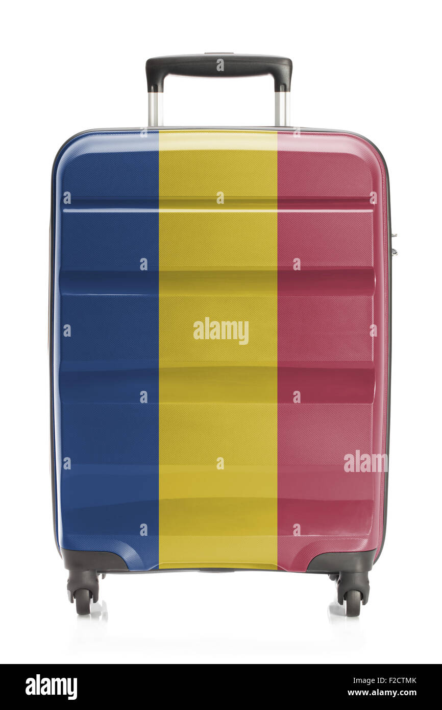 Valigia dipinta in bandiera nazionale series - Romania Foto Stock