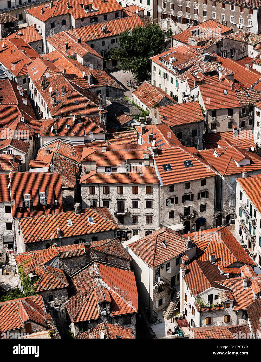 Vista aerea della città vecchia di Kotor, un sito del patrimonio mondiale, Montenegro Foto Stock
